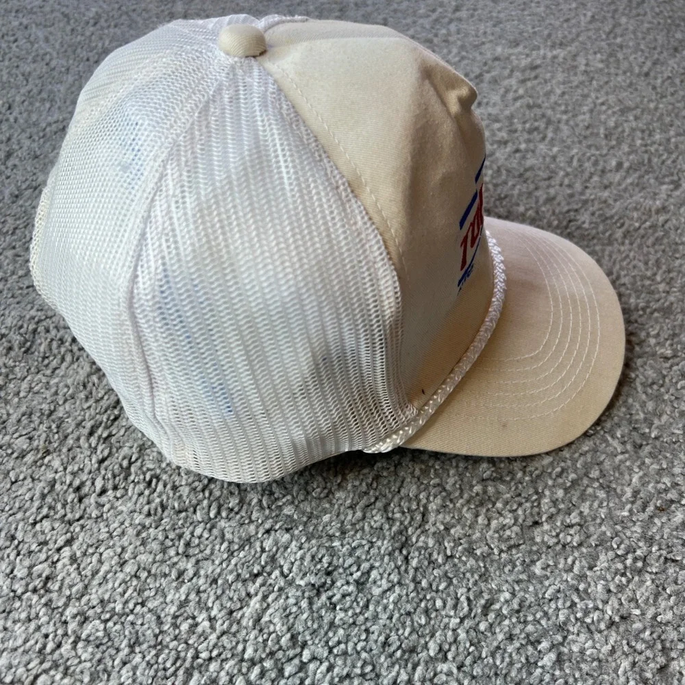 vtg Top Gun trucker hat mens Cream Mesh Adjustable cap snapback 90s 80s - Picture 7 of 9